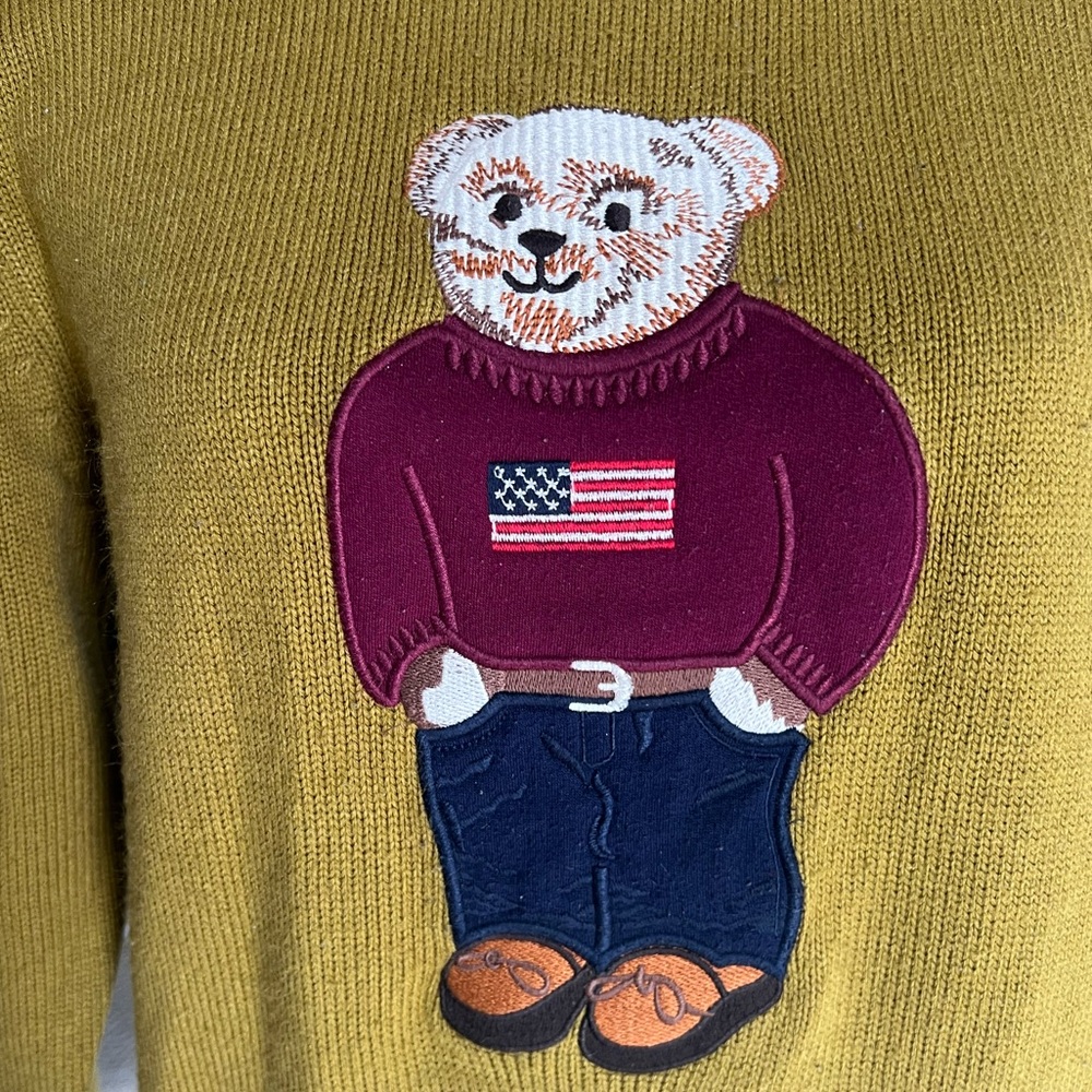 Ralph Lauren Mustard Sweater with Polo Bear - Picture 6 of 6